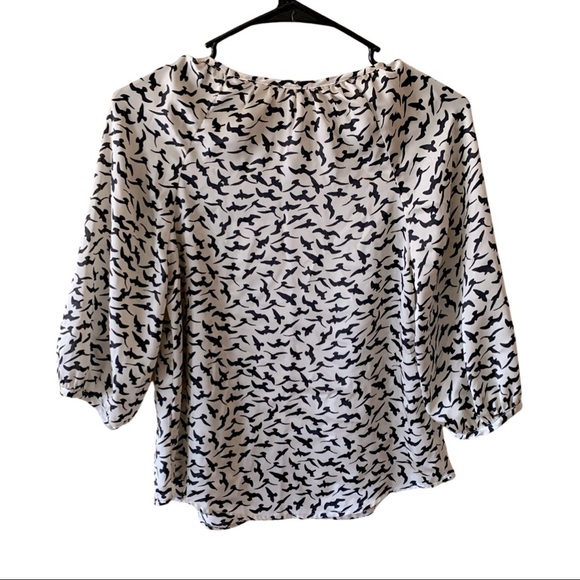 ⚜️✨Audrey 3+1 Top Blouse Size S Cropped Black Birds✨⚜️ - Picture 2 of 3